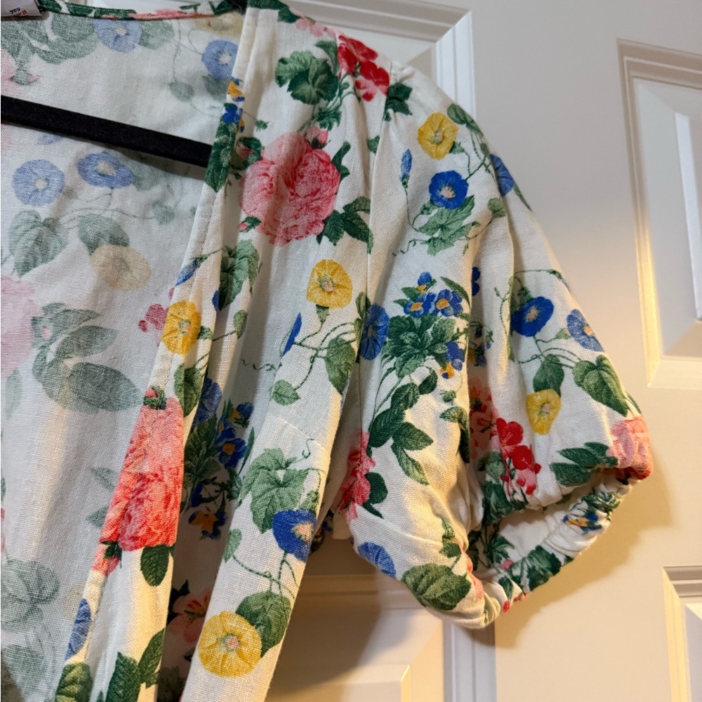 Old Navy Floral Puff Sleeve Mini Wrap Sundress - Picture 5 of 8